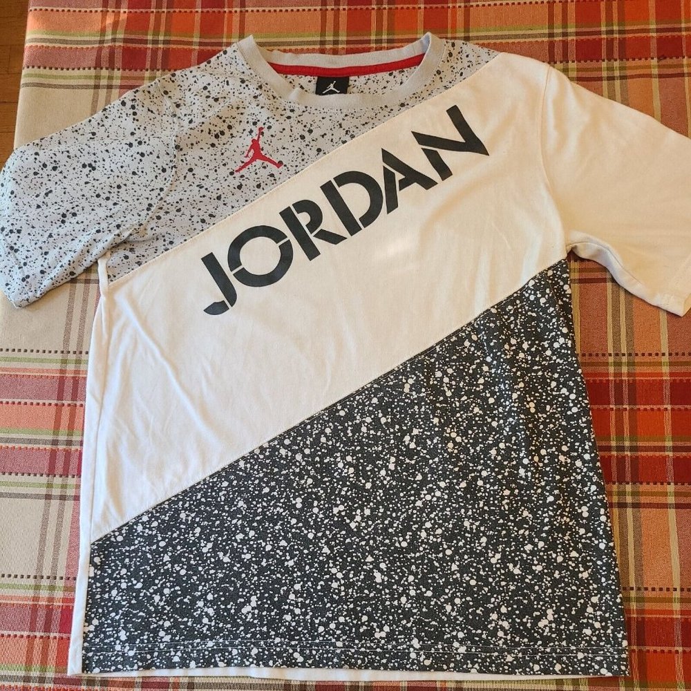 JORDAN Speckled Cutsew Crew T-Shirt Kids Large Womens Small